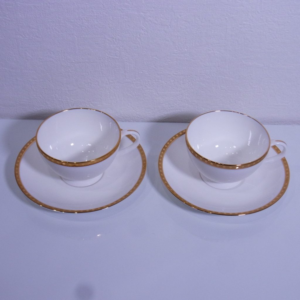 TIFFANY&Co ティファニー　Gold Band　ティーカップ＆ソーサー　ペア