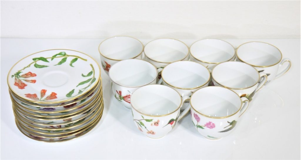 フランクリンミント ハミングバード(HUMMINGBIRDS OF THE WORLD) カップ9客＆ソーサー10客＆シュガーポット2客