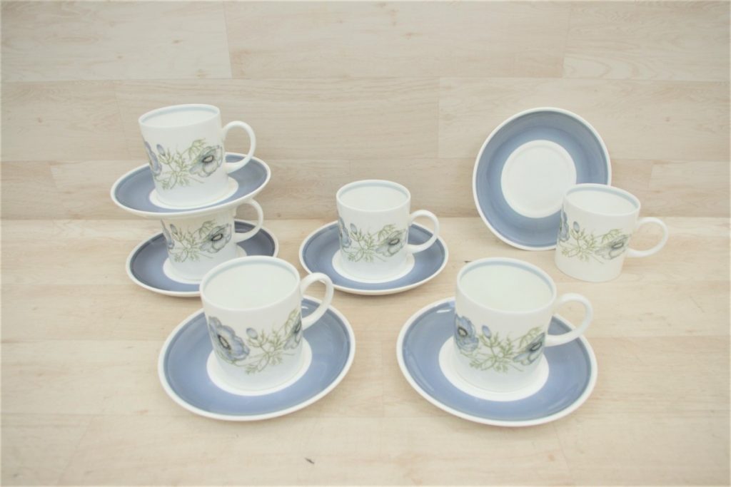 WEDGWOOD ウェッジウッド スージークーパー カップ＆ソーサー 6客 グレンミスト Susie Cooper Clen Mist アンティーク アネモネ