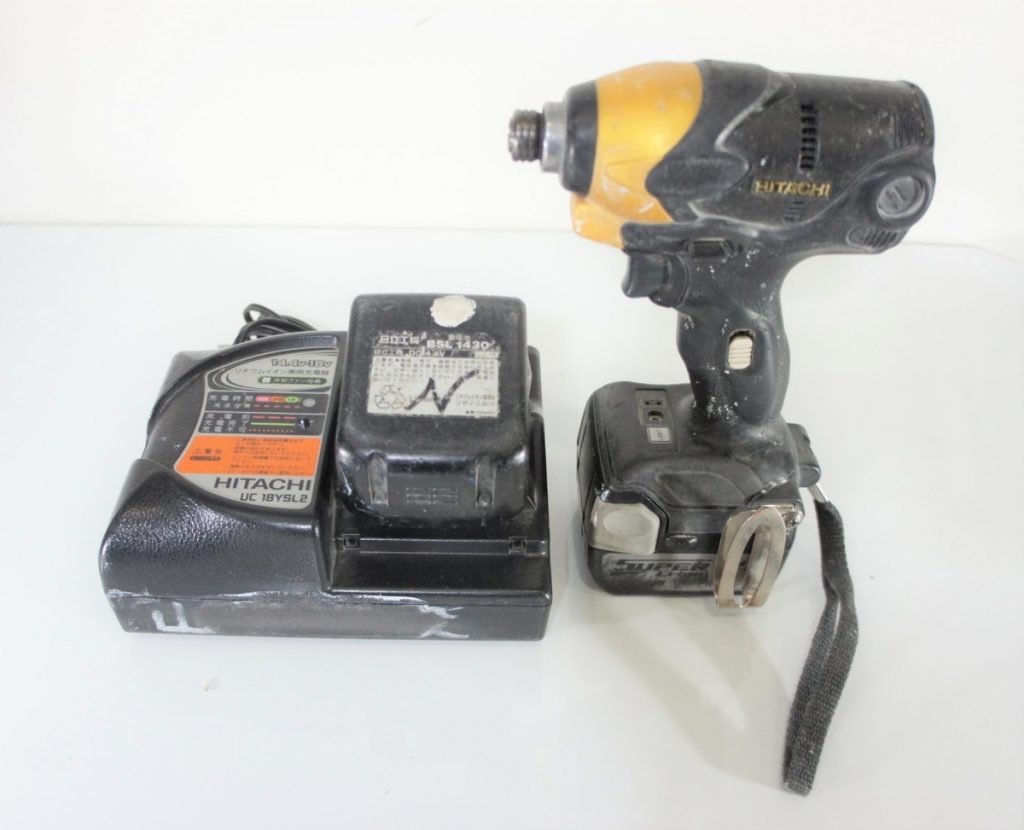(2304)動作OK 日立工機コードレスインパクトドライバ WH 14DSL 充電器/充電池2個つき