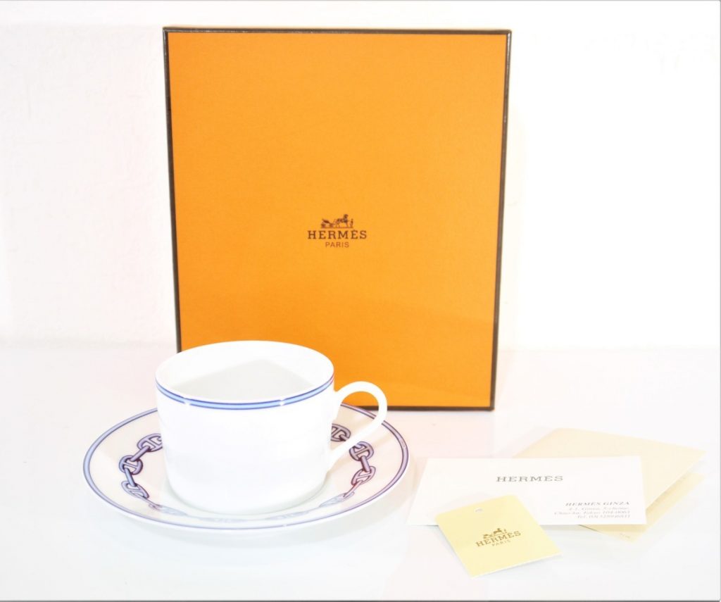 エルメス HERMES シューヌ ダンクル カップ&ソーサー ホワイト ブル糸 1客 食器