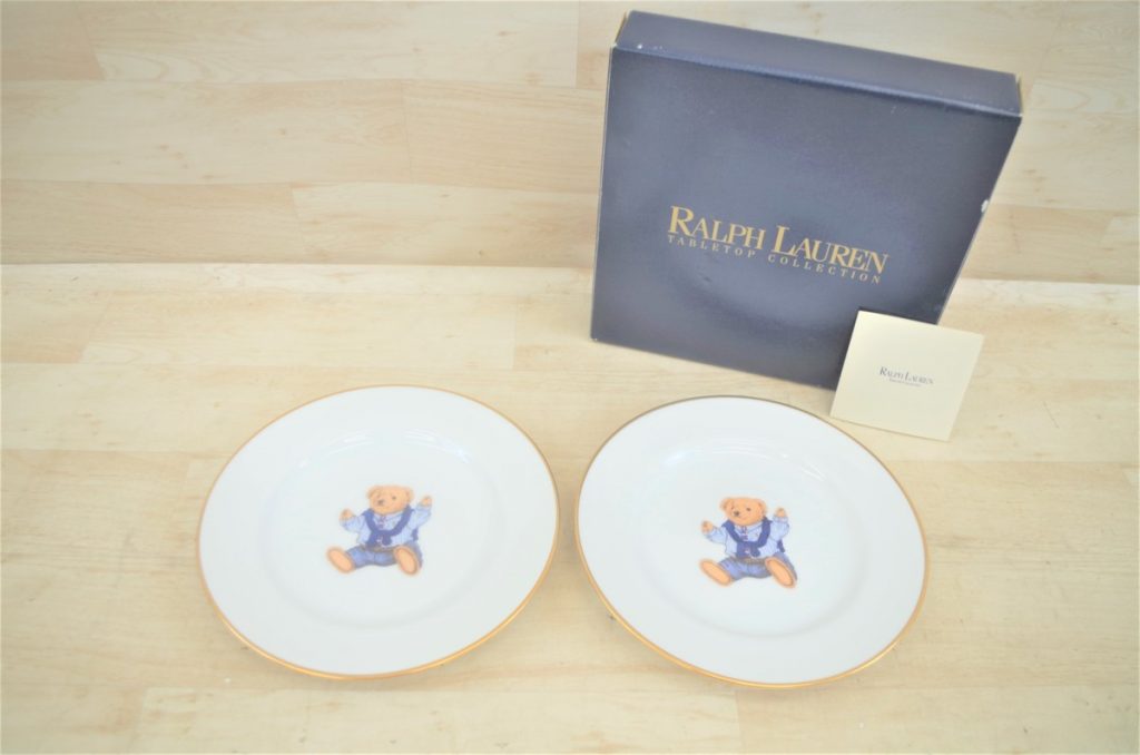 RALPH LAUREN ポロベア(N) ペアケーキプレート 131-008 20.5cm デザート 皿 2枚セット ラルフローレン 元箱付き 美品