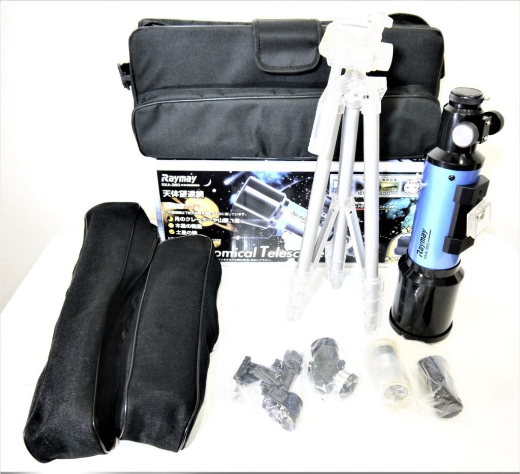 天体望遠鏡　Raymay 　RXA-360　倍率70倍 焦点距離400ｍｍ レンズ直径70ｍｍ　キャリングケース付き　コンパクト