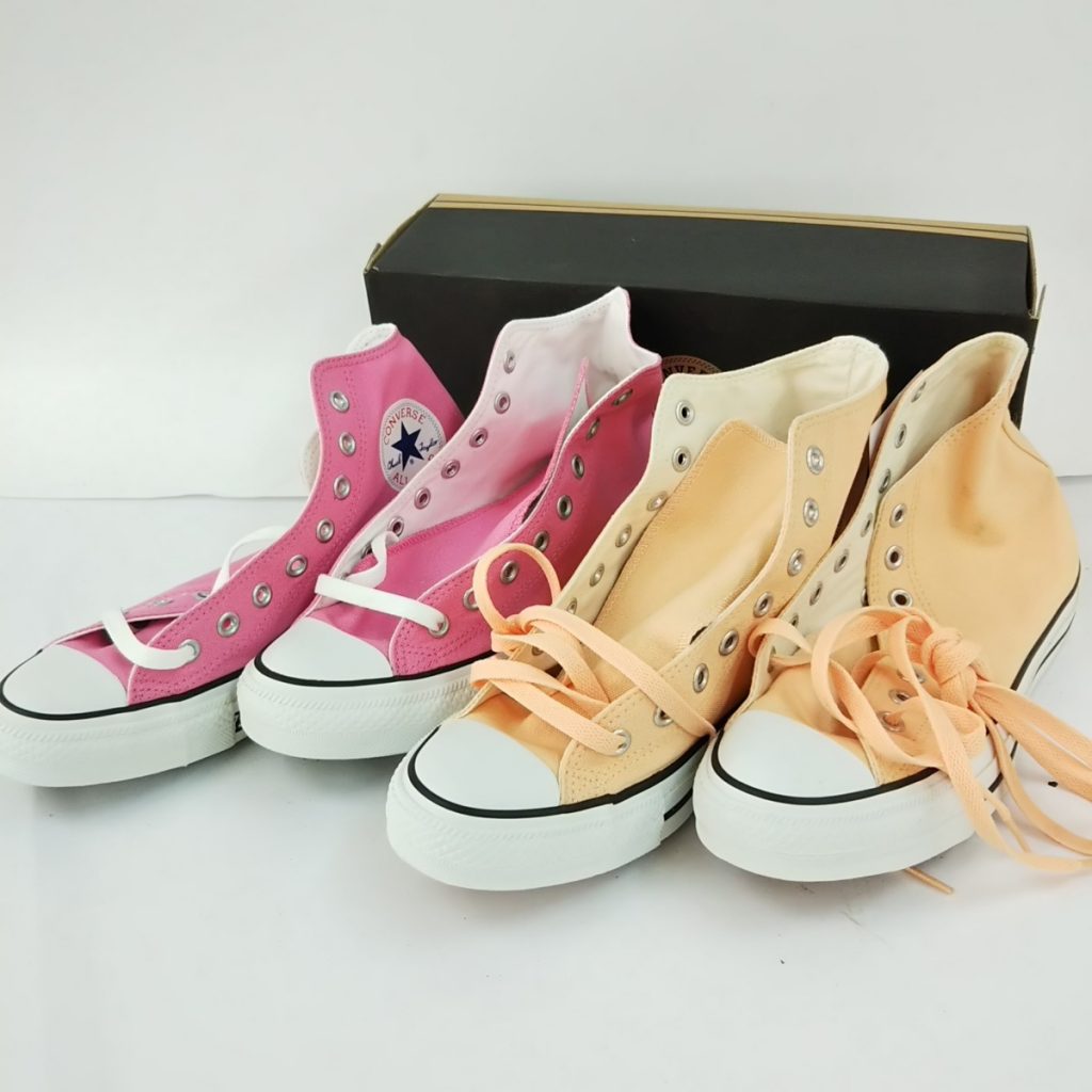 未使用 タグつき コンバース ピンク/薄ピンク系 ハイカットスニーカー2足セット 25.5cm/26.0cm 現状品