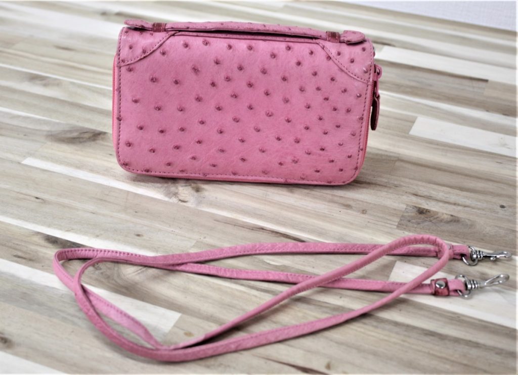 EXCELIA/エクセリア ハンドバック ショルダーバッグ　オーストリッチ ピンク