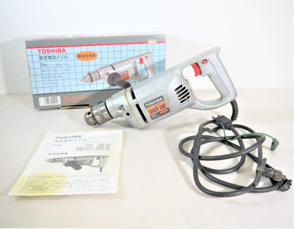 TOSHIBA/東芝 電気ドリル DRDV-13C 無段変速形 13mm 100V 5.5A サイドハンドル無し 電動工具 DIY 穴あけ作業
