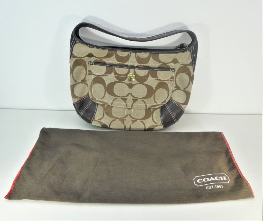 COACH コーチ シグネチャー ワンショルダーバッグ ダークブラウン ベージュ