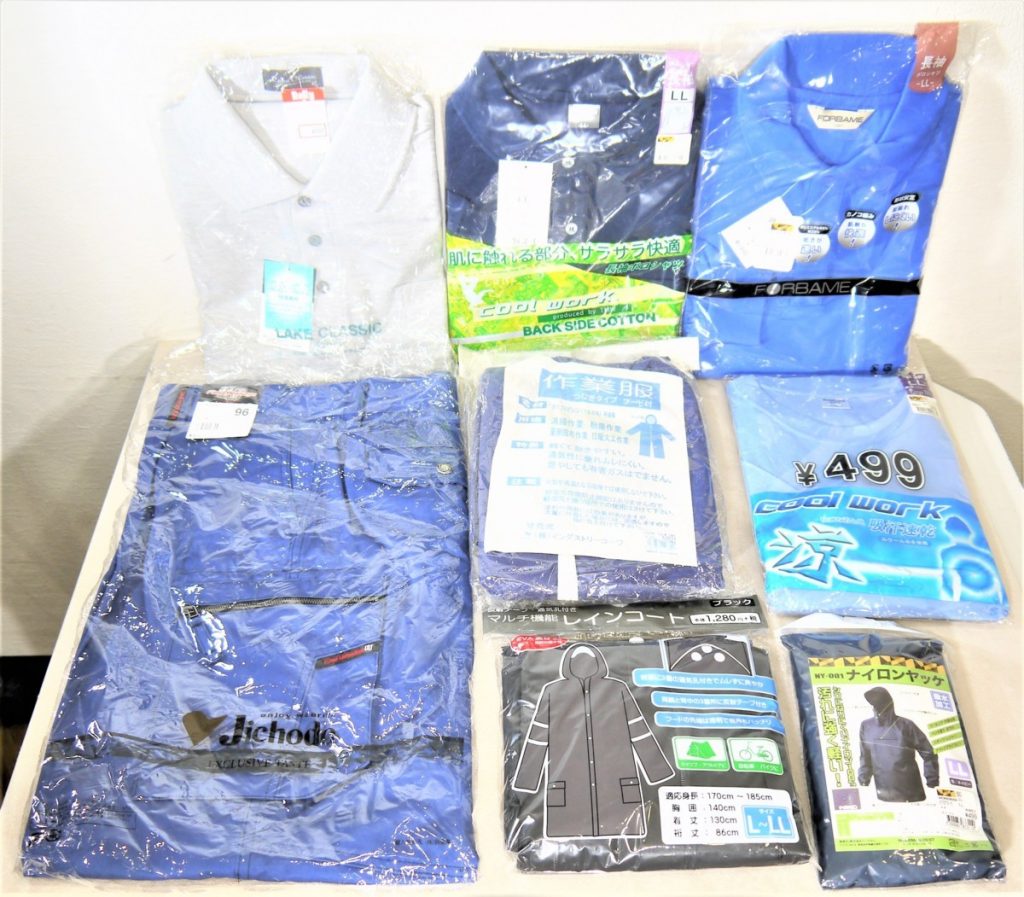 ワークマン 長袖ポロシャツ 半袖Tシャツ/作業着 長ズボン 96サイズ/レインコート 作業服等 LL 8点セット