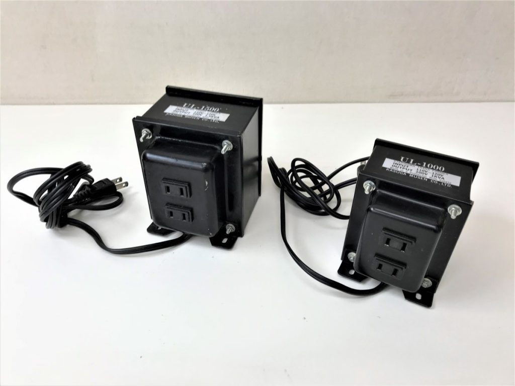 KASUGA MUSEN UL-1500 UL-1000 2ヶセット ステップダウン トランス 110～120V→100V 降圧トランス 動作品