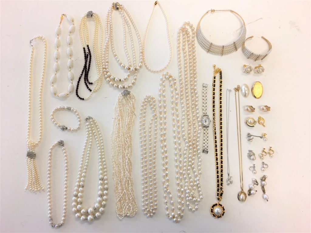 パール系 ネックレス チョーカー ブレスレット イヤリング 時計 ペンダント ピン ブローチ ロング アクセ 現状品