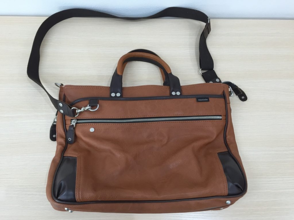 MOUSTACHE メンズ ビジネスバッグ ハンド ショルダー 2way バッグ キャメル 通勤鞄