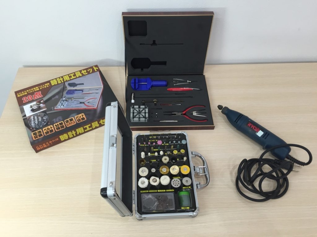 工具 DIY道具3点セット RYOBI 電動彫刻刀 DC-501 研磨刃セット 時計用工具セット 通電確認済み