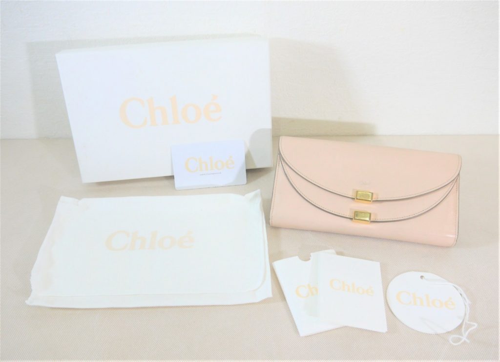 Chloe クロエ レザー ゴールド金具 二つ折り 長財布 ウォレット 小銭入れ ピンク