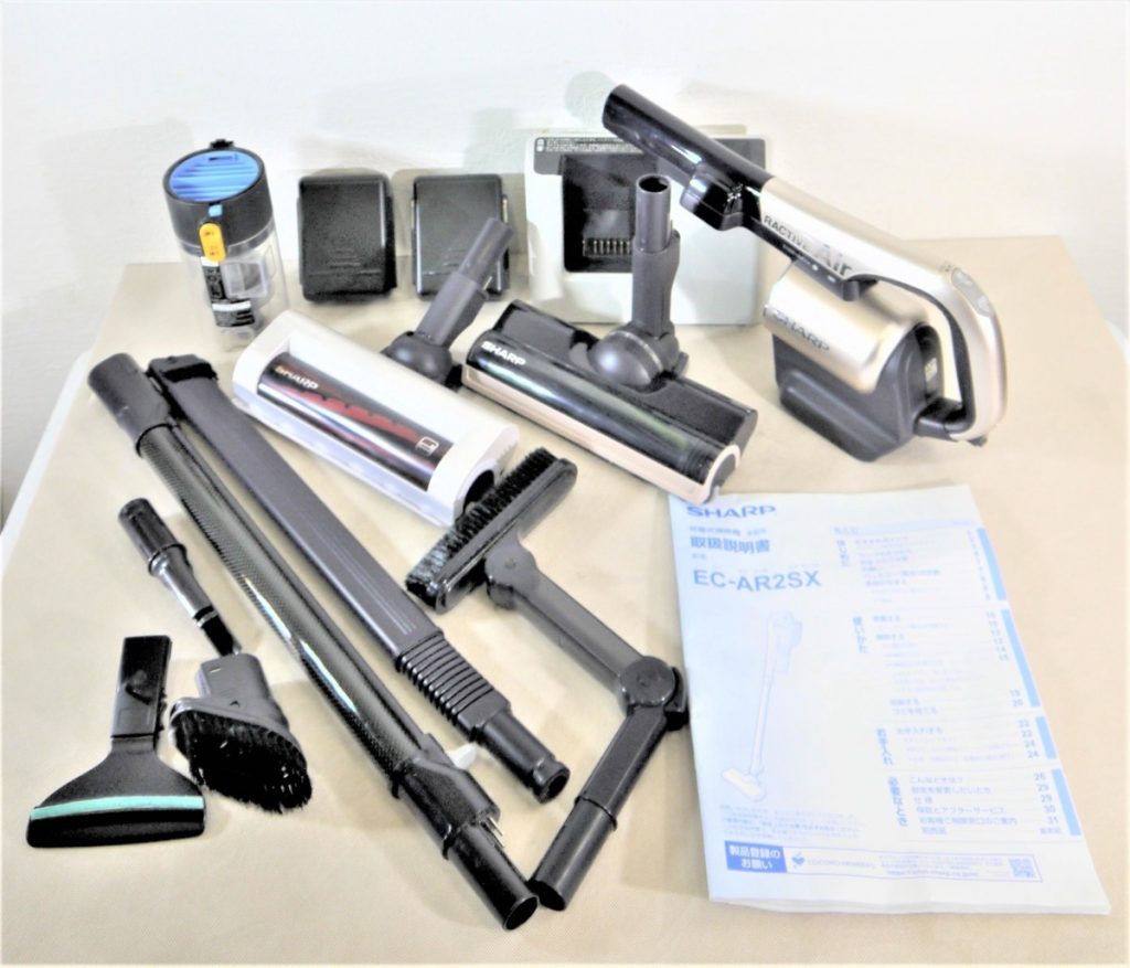 動作OK 2018年製 SHARP シャープ サイクロン コードレス 掃除機 RACTIVE Air EC-AR2SX/バッテリー BY-5SB2個付き