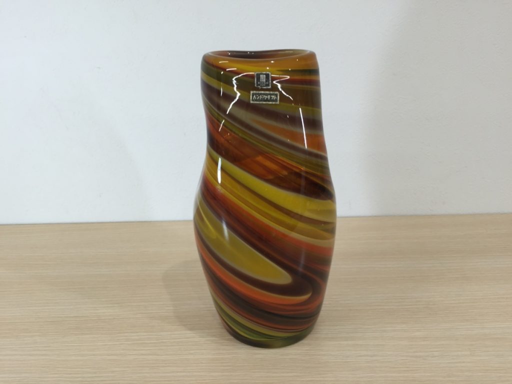 花瓶 マルティグラス　ハンドクラフト ブラウン オレンジ 花器