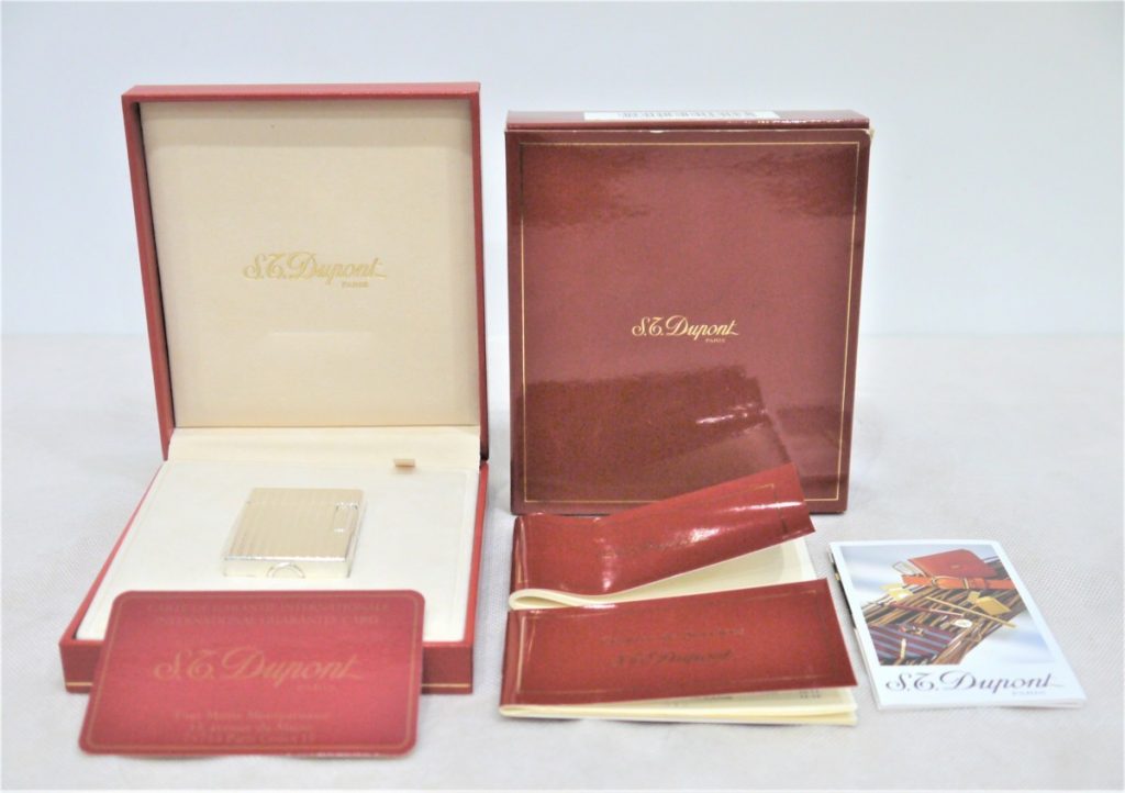 S.T.Dupont デュポン ガスライター L1 19CFS19 シルバー ストライプ ケース 説明書 ギャランティ付き