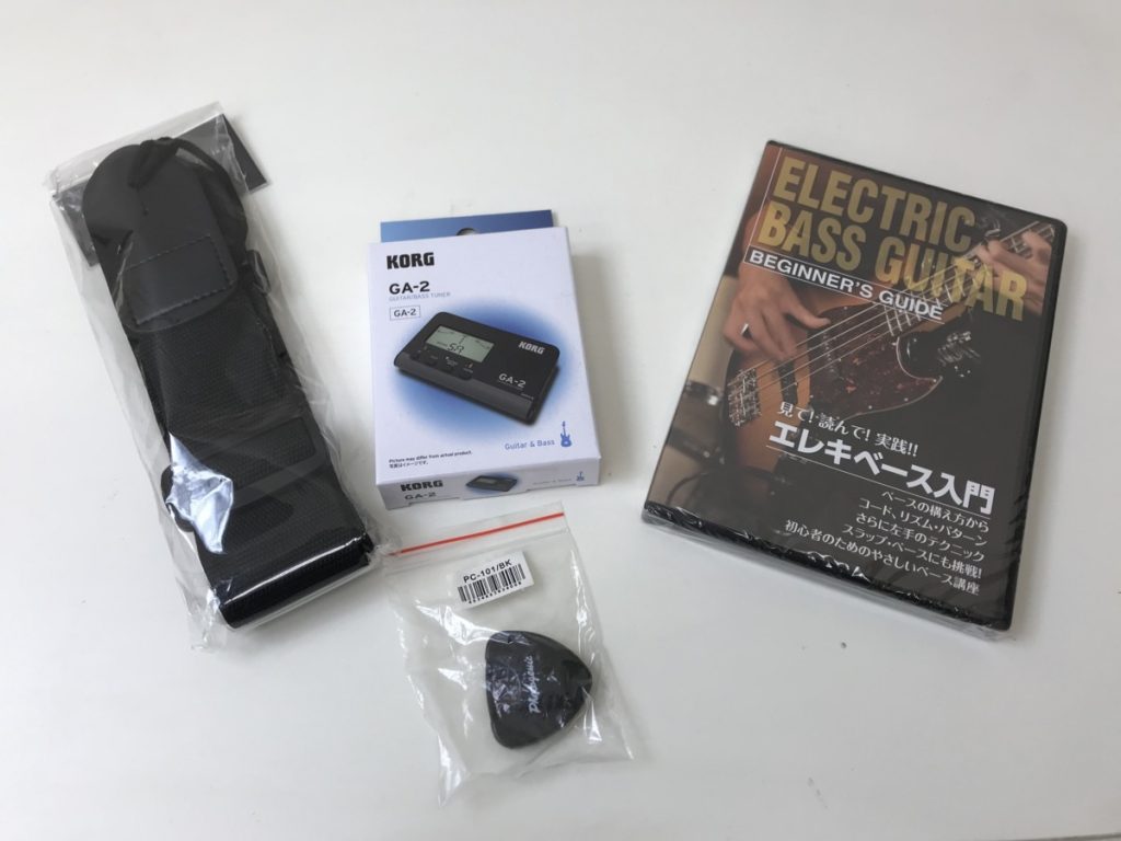 【未使用品】エレキベース入門セット DVD KORG チューナー ストラップ ピックホルダー