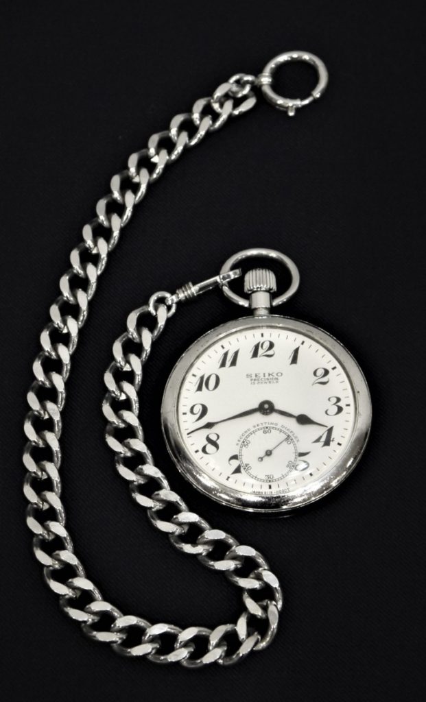 稼働品 懐中時計 鉄道 SEIKO PRECISION 15JEWELS 昭和43年 1177 東鉄 裏面刻印あり