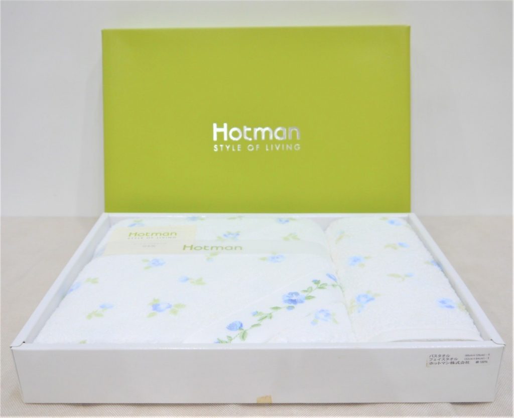 ホットマン HOTMAN 花柄 バスタオル 125×60㎝　フェイスタオル 32×84㎝ 綿100％ 2枚セット