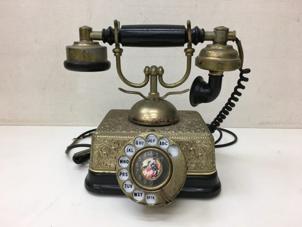 昭和レトロ アンティーク 電話機 ヴィンテージ ロココ調 ゴールド コレクション ダイヤル式 現状品
