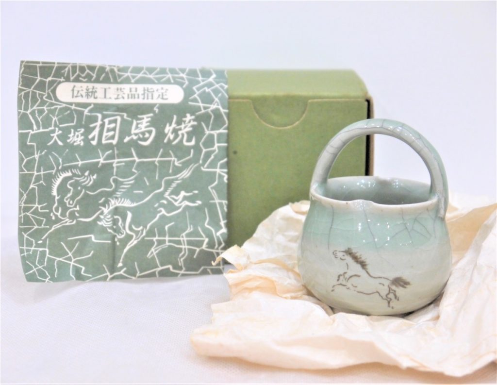 大堀 相馬焼 大陶 ミニ花瓶 花器 馬絵