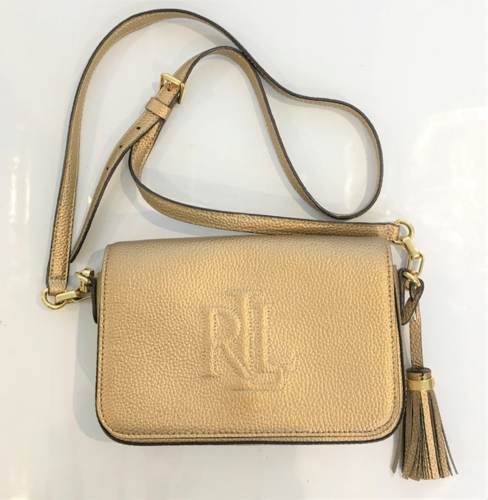 LAUREN RALPH LAUREN ローレン ラルフローレン ショルダーバッグ フリンジ チャーム付き ゴールド