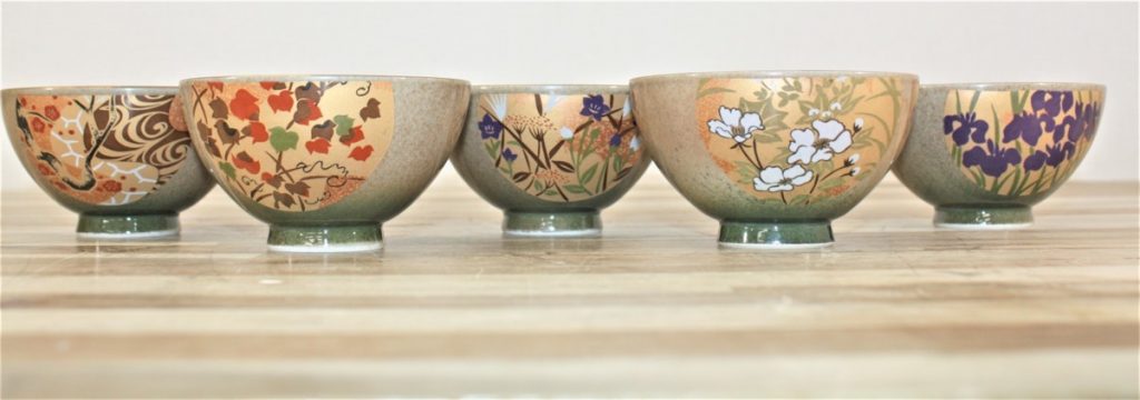 有田焼　岳葉　絵変わり　飯碗揃え　5客