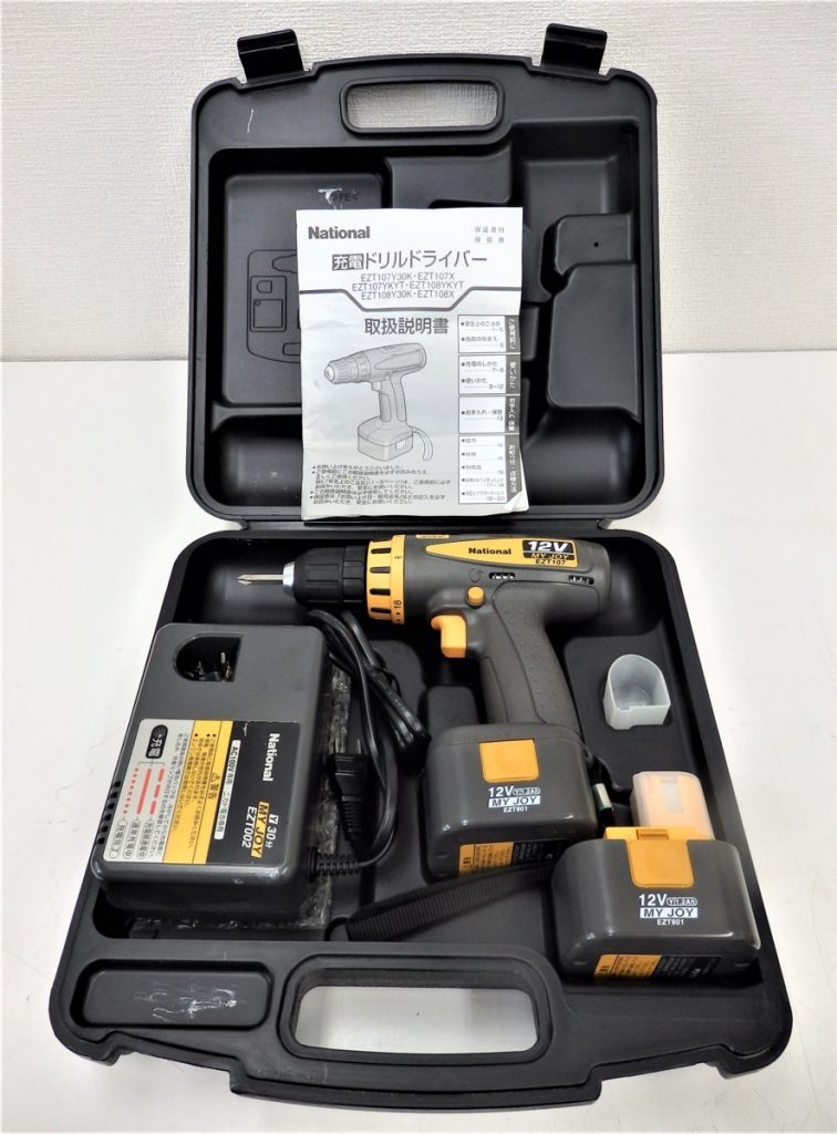 松下電工 ナショナル 充電式電動ドリルドライバー EZT107 EZT901 EZT002 12V 動作確認済 本体+バッテリー2+充電器+説明書