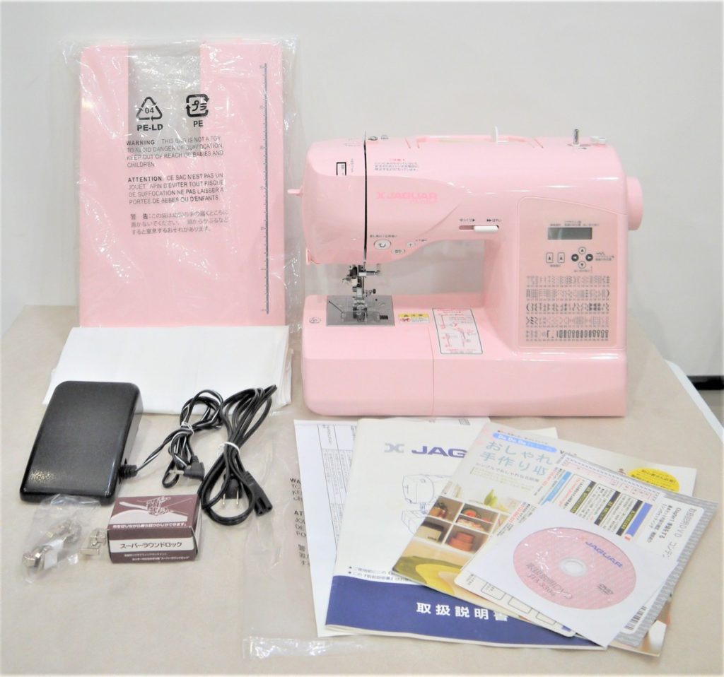 通電のみ JAGUAR/ジャガー コンピュータミシン ピンク JTA-3300MP ワイドテーブル フットコントローラー付属
