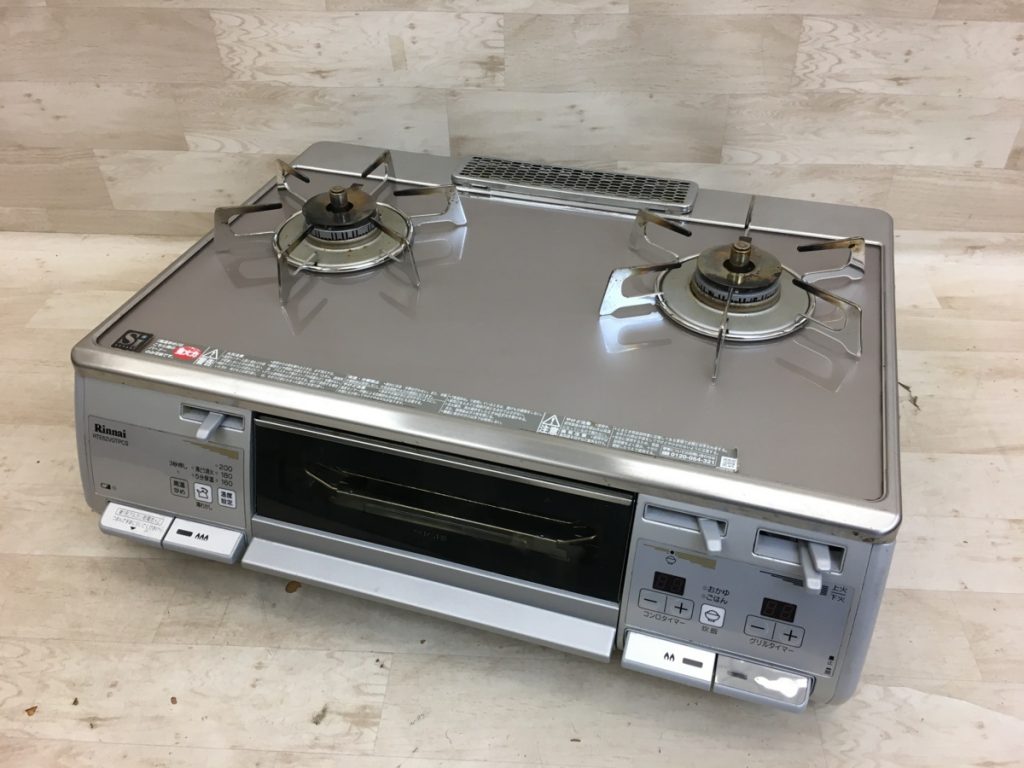 Rinnai ガステーブル RTS62WGR-L 都市ガス用 2015年製 ガラストップ 水無し両面焼き 12A 13A