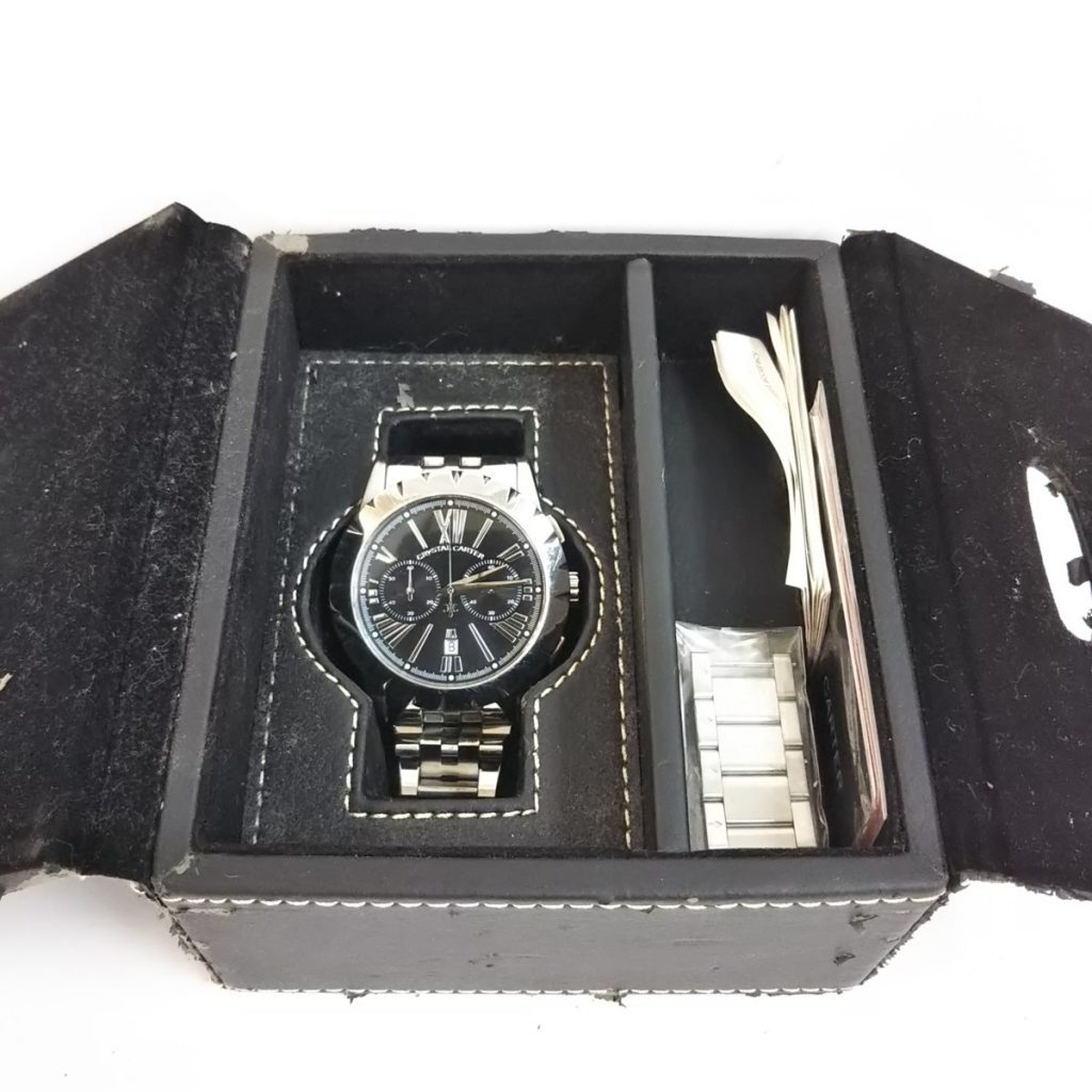 CRYSTAL CARTER クリスタルカーター クロノグラフ 腕時計 動作未確認 コマ/箱つき 現状品