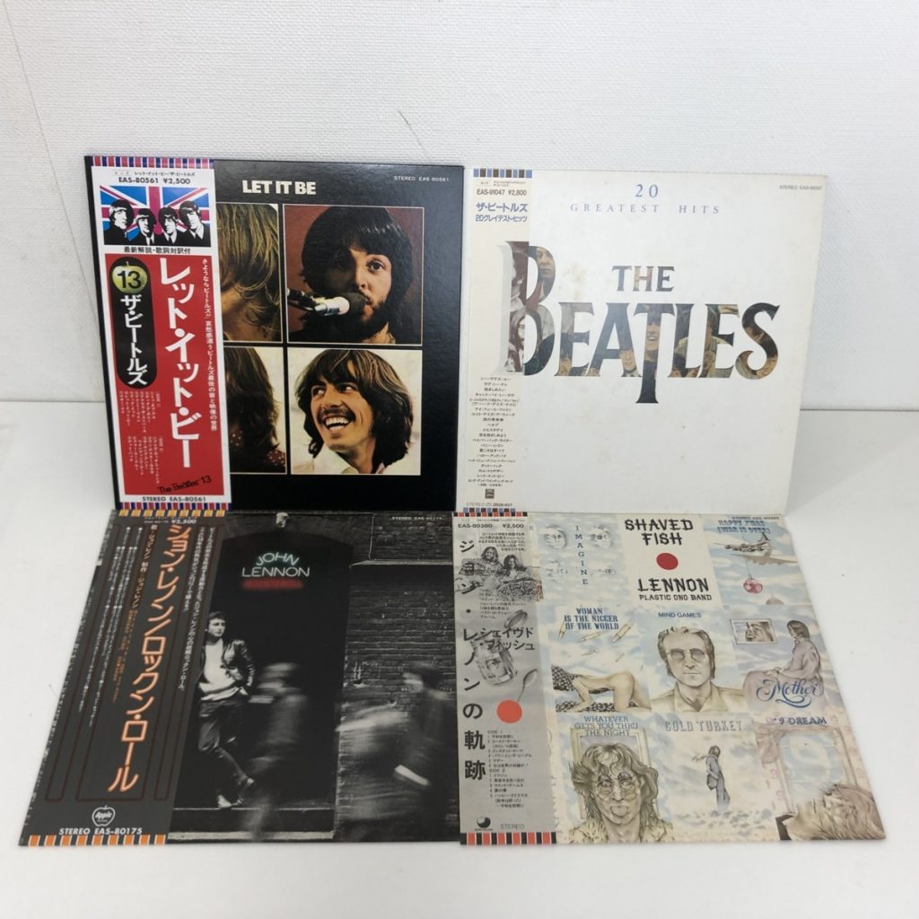 【美盤】LP盤 THE BEATLES ビートルズ・ジョンレノン ４枚セット　LET IT BE　20 GREATEST HITS　ROCK'N' ROLL　SHAVED FISH