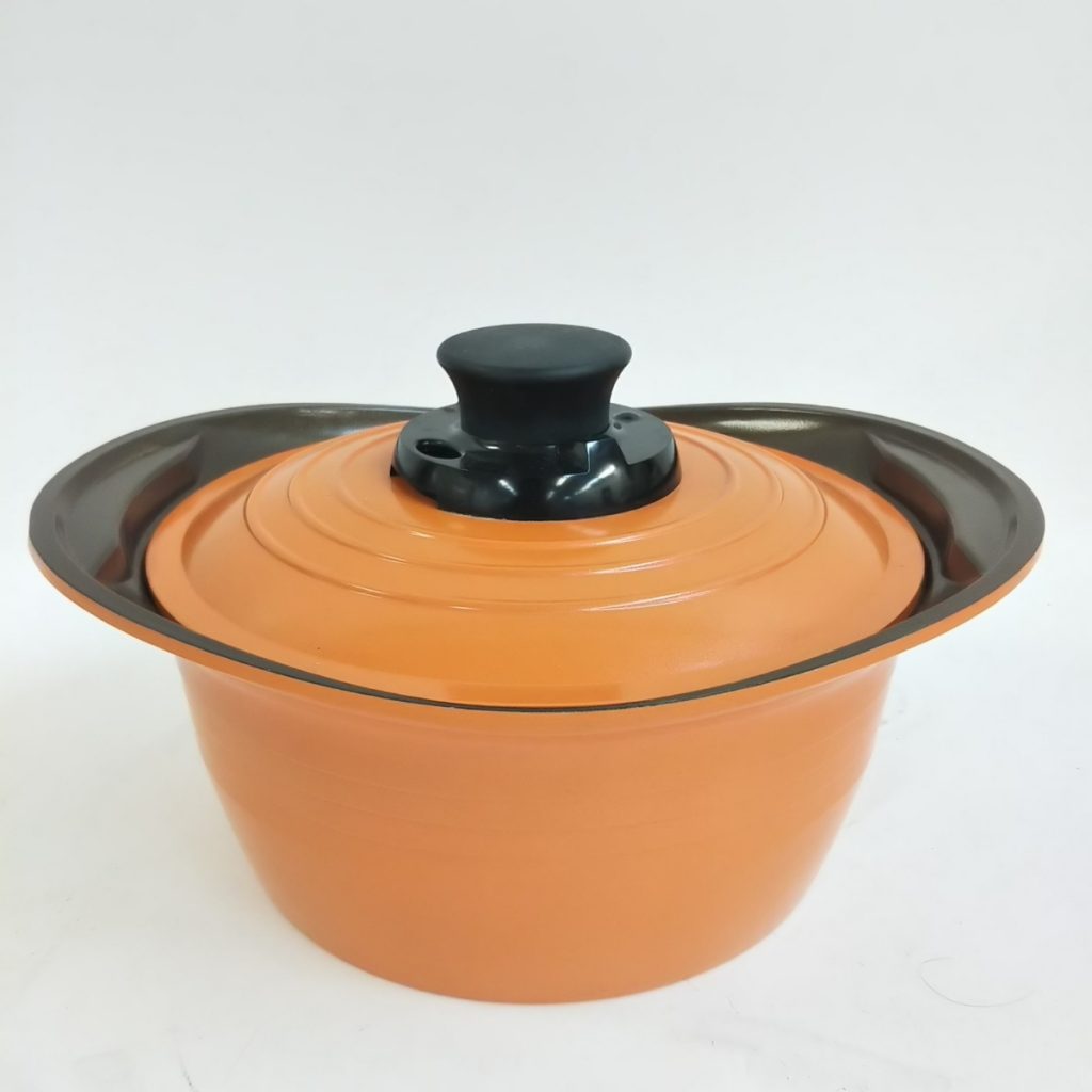 良品 ROICHEN ロイチェン 両手鍋 無水鍋 C1 深型 オレンジ 24cm 現状品