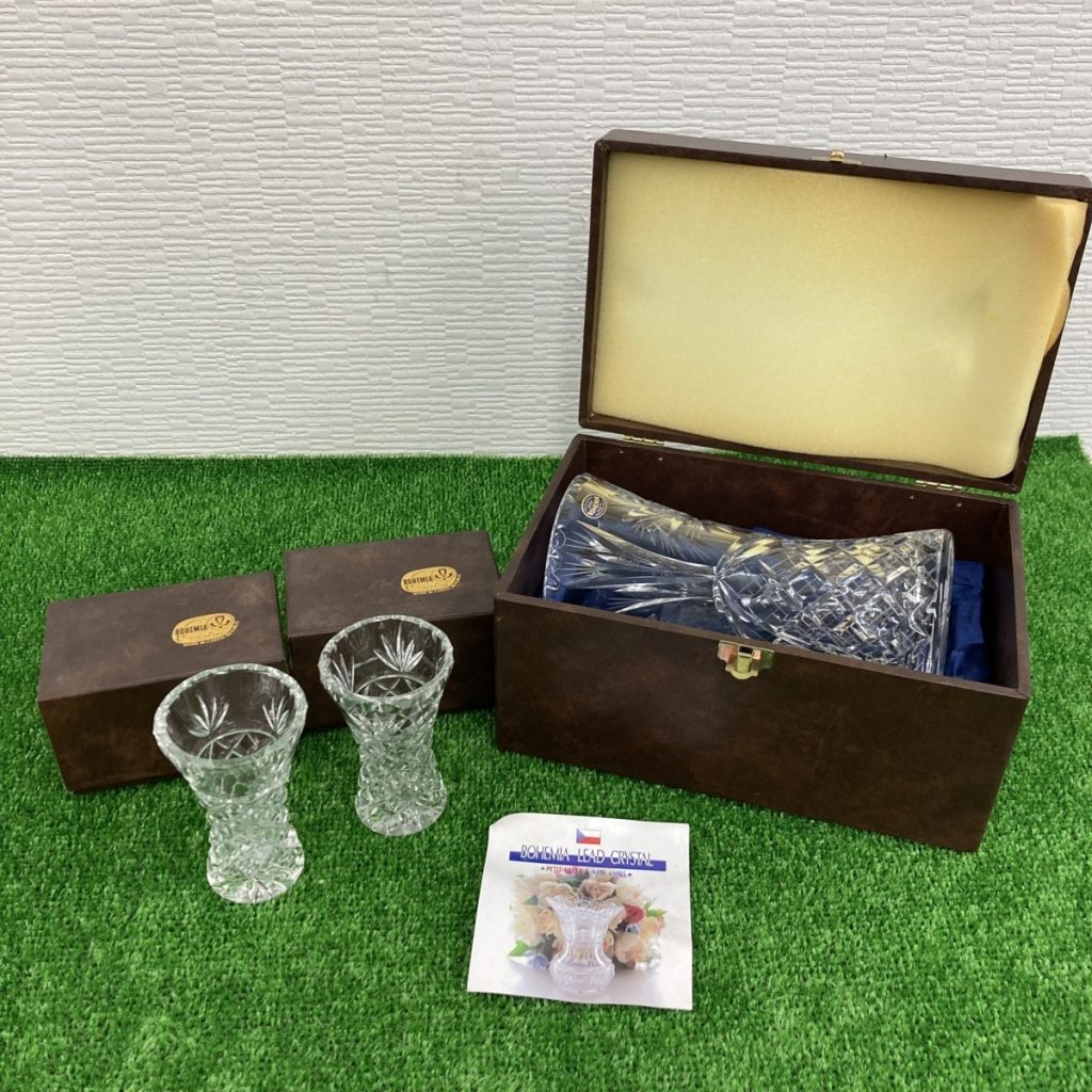 BOHEMIA ボヘミアガラス グラス 花瓶 グラス2個 セット フラワーベース 外箱付