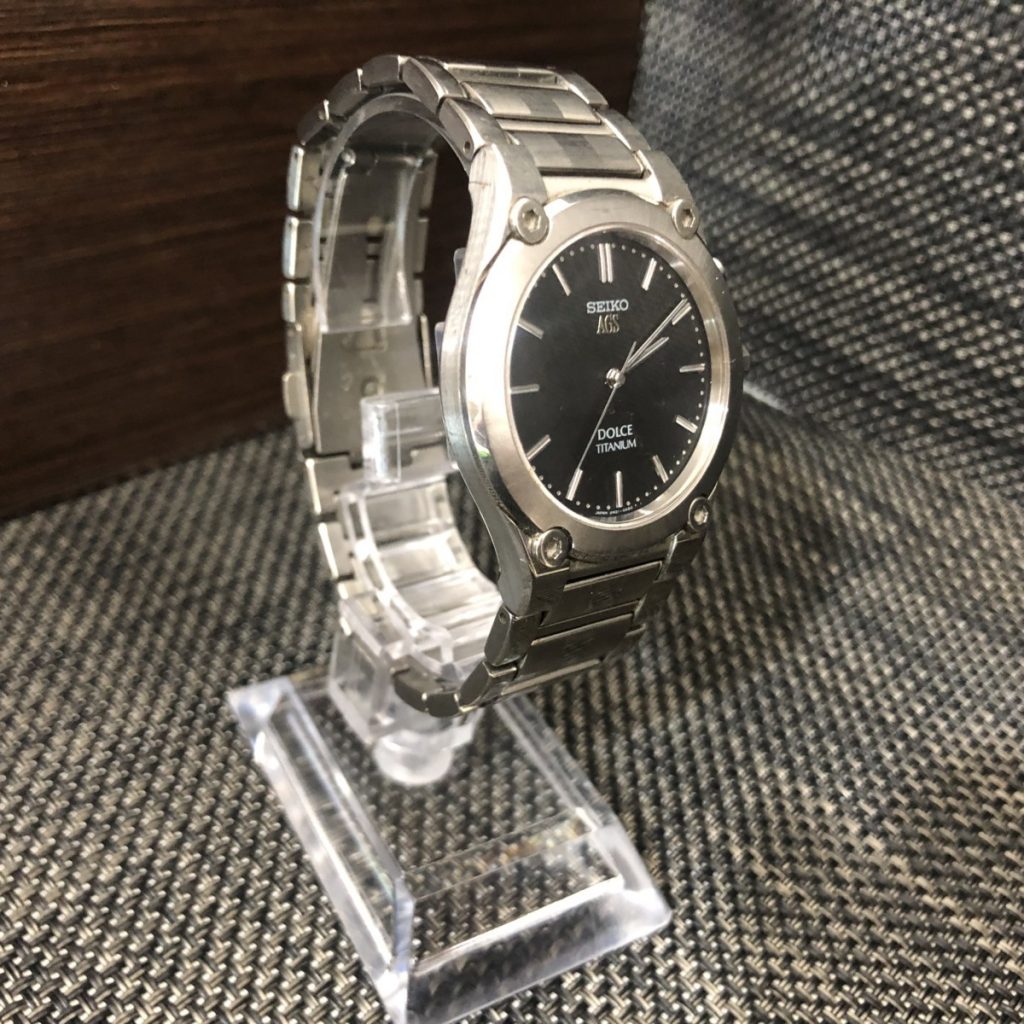 SEIKO セイコー DOLCE ドルチェ AGS 4M21-0A40 腕時計　TITANIUM キネティック 文字盤ブラック 自動巻き