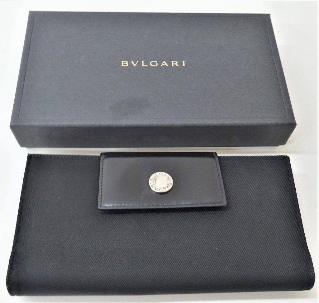 BVLGARI ブルガリ Wホック 長財布 キャンバス ブラック