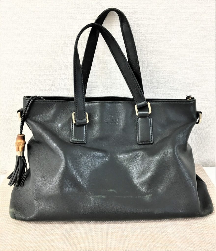 GUCCI グッチ レザーハンドバッグ トートバッグ バンブー×フリンジ 革