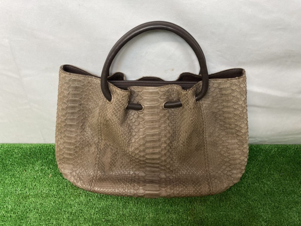 CELENCEE　セレンシー　パイソンレザー　ハンドバッグ　トートバッグ　ヘビ革　ゴールド金具　バック底傷有