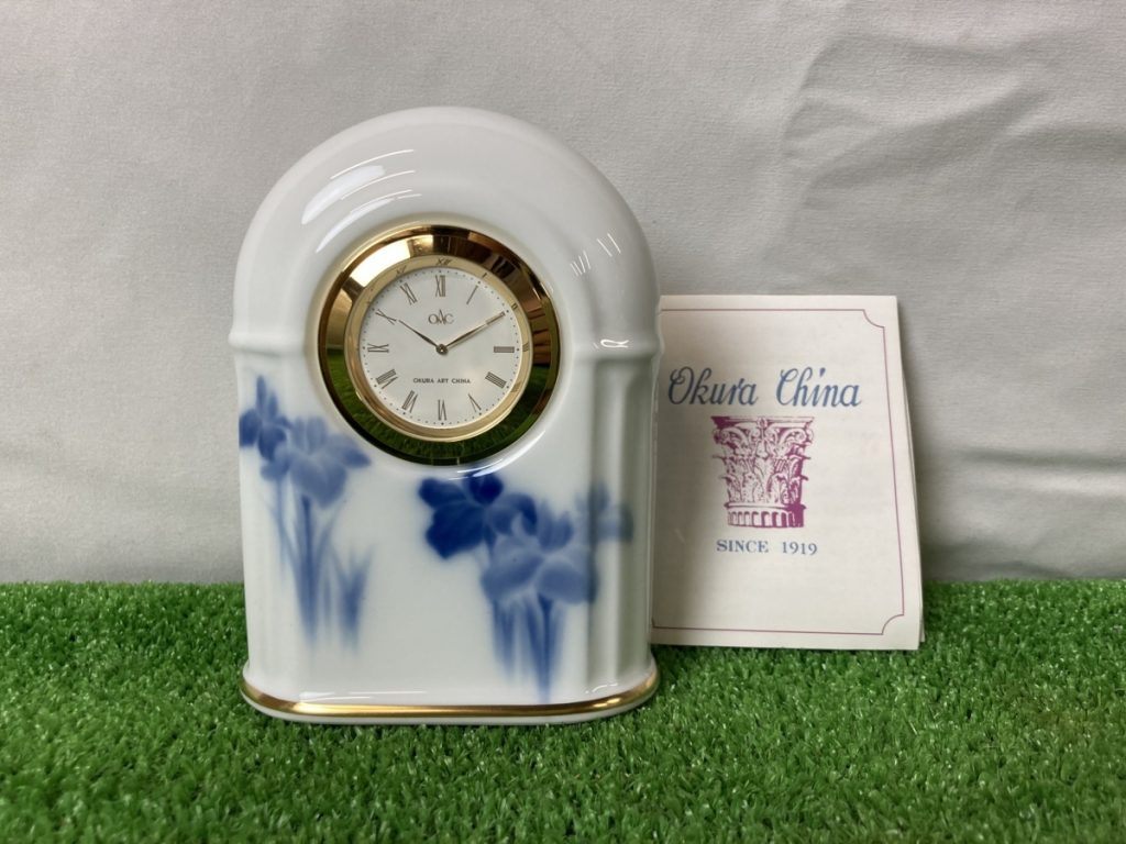 不動品　OKURA　オークラ　大倉陶園　置き時計　陶器　時計　インテリア　置物