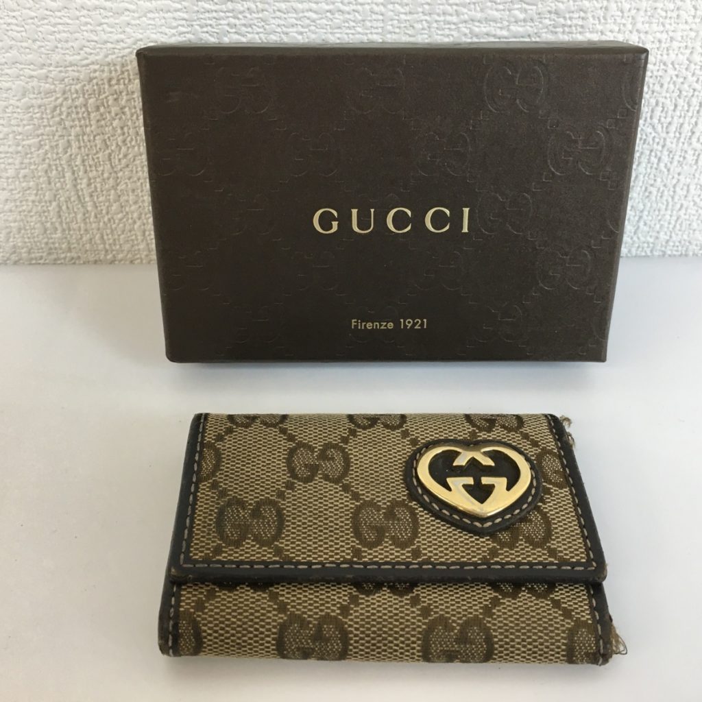 グッチ ラブリー 6連キーケース インターロッキングハート GGキャンバス キーケース ブラウン