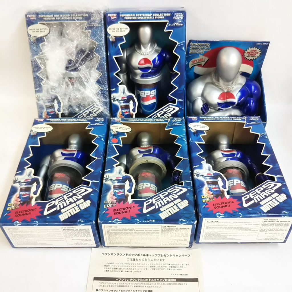 未使用/中古品混在 ペプシマン サウンドビッグボトルキャップ/貯金箱 セット 動作未確認 現状品