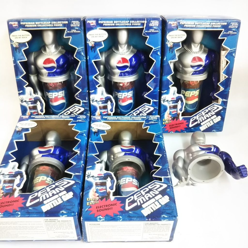 未使用 ペプシマン サウンドビッグボトルキャップ6点セット 動作未確認 現状品