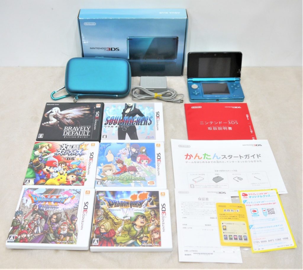 任天堂 3DS CTR-001 アクアブルー 本体＆ソフト6本 ニンテンドー Nintendo 充電台欠品