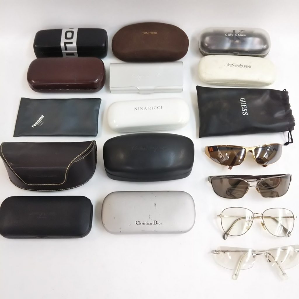 大量 各種 ブランドサングラス/メガネケースいろいろまとめて 各種メーカー YSL/フェラガモ/アニエスb/Diorなど 現状品
