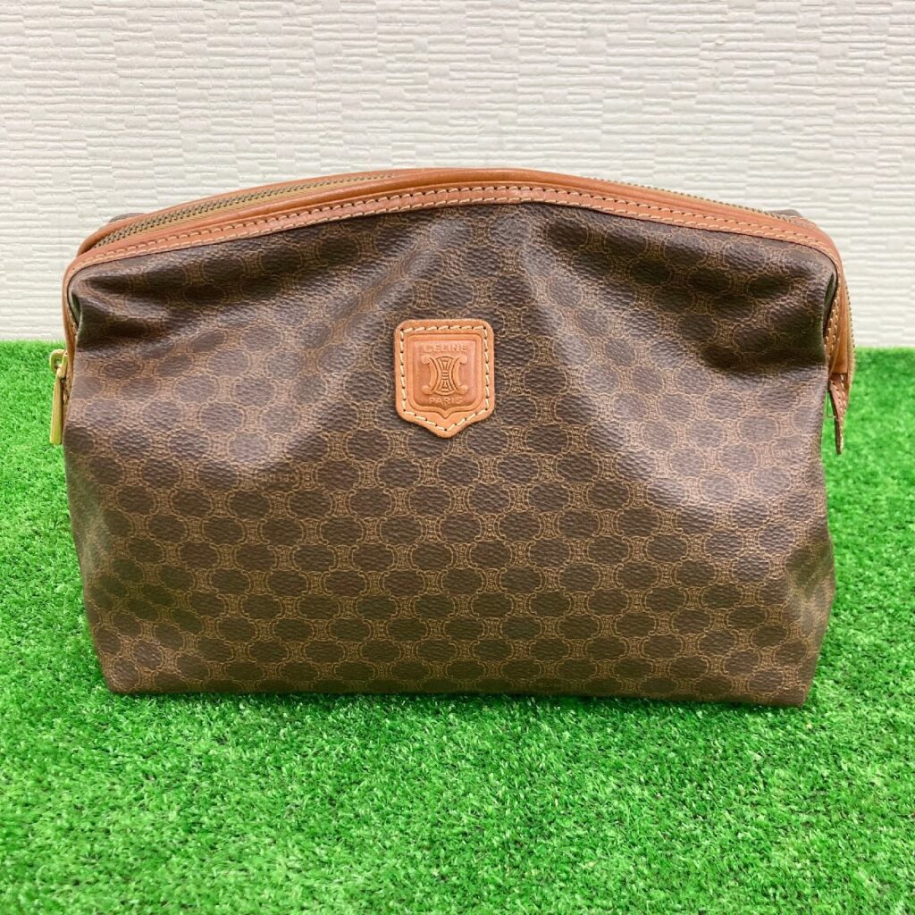 セリーヌ CELINE マカダム柄 ポーチ クラッチバッグ ブラウン