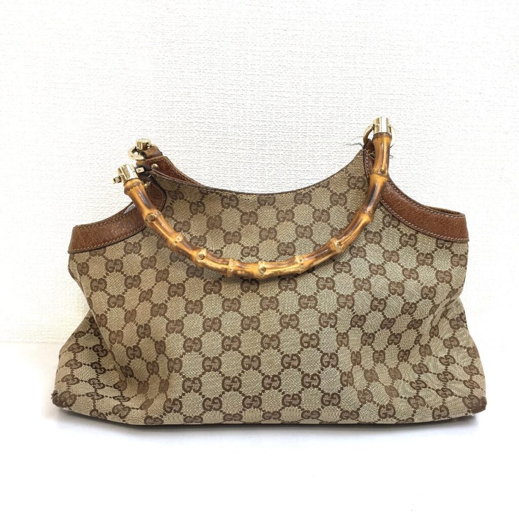 GUCCI グッチ バンブー GGキャンバス レディース ハンドバッグ 手持ちかばん 　ブラウン ベージュ ロゴ