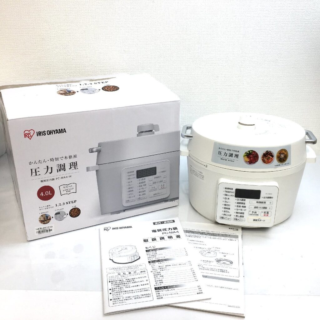 電気圧力鍋 4L アイリスオーヤマ　IRIS OHYAMA　 PC-MA4-W 21年製 低温調理　家電 キッチン