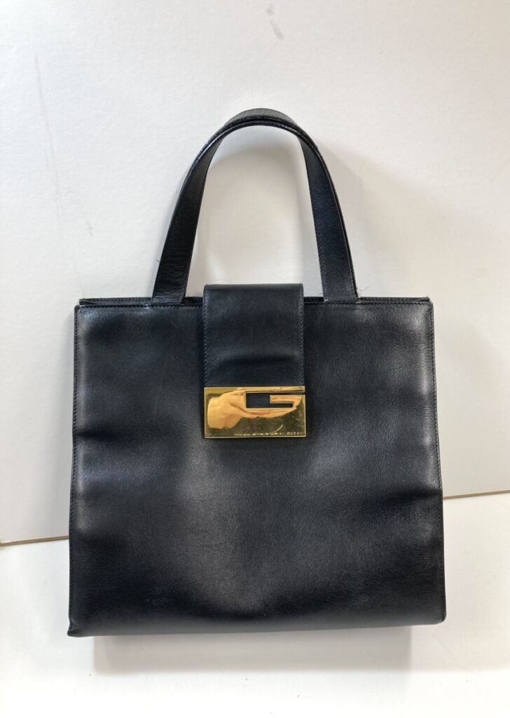 GUCCI グッチ GGシリーズ ヴィンテージレザーハンドバッグ ヴィンテージ トートバッグ カンデンスキー 0020347 黒