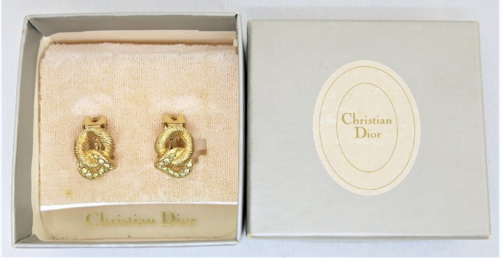 Christian Dior クリスチャン ディオール イヤリング ラインストーン ゴールド メッキ アクセサリー 外箱付き