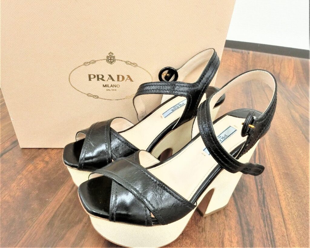PRADA プラダ ヒール サンダル 37 1/2 ブラック